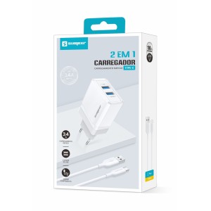 (SX-F17-C) - Carregador De Parede + Cabo Usb Tipo C - [Caixa com 200 peças]