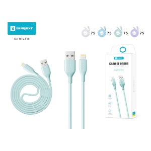 [SX-B123-I6] CABO DE DADOS E CARREGAMENTO USB/LIGHTNING COLORIDO 3A [CAIXA COM 300 PEÇAS]